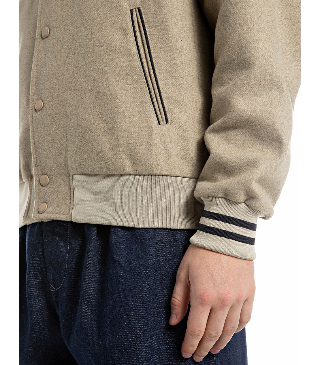 ウールブレンド バーシティ ボンバージャケット 詳細画像 ベージュ 5